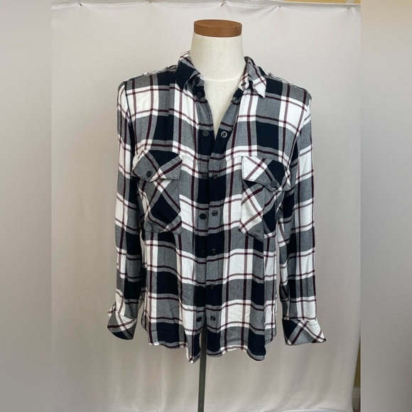 Sanctuary Tartan Plaid Boyfriend Flannel Shirt Womens size Medium - Picture 1 of 7
